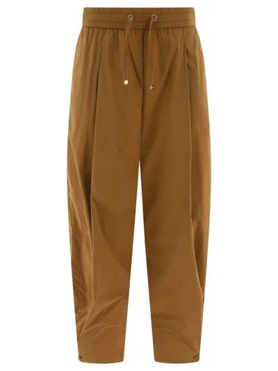 Herno Light Nylon Stretch Trousers In Brown