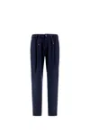 Herno Resort Trousers In Coupled Wool Pique In Blue