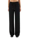 Herno Wide Leg High Waist Satin Trousers For Women In Black