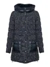 Herno Long Hooded Quilted Jacket Pockets In Blue