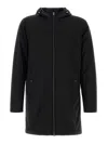 Herno Stretch Nylon Parka With Hood And Pockets In Black