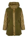 Herno Quilted Nylon Parka And Teddy In Green