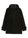 Herno Hooded-check Coat In Black