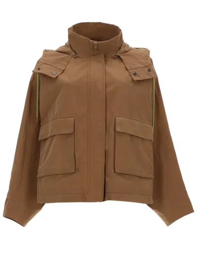 Herno Neutral Boxy Sleeve Cotton-blend Parka In Brown