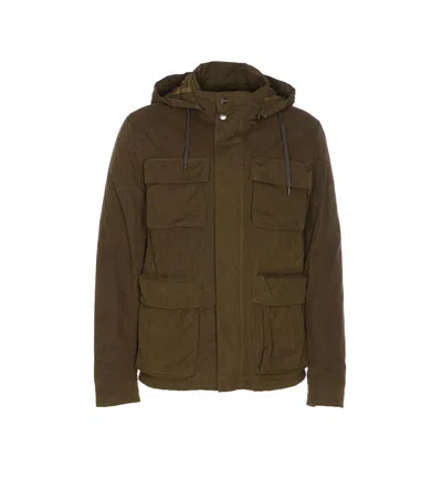 Herno Long Sleeve Hooded Padded Parka Jacket In Green
