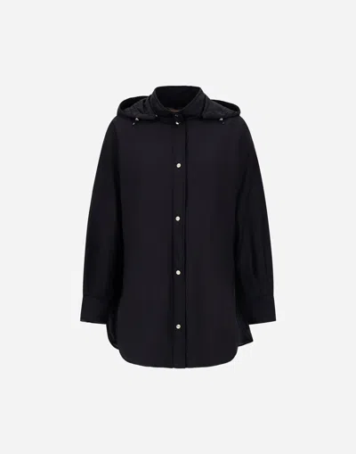 Herno Parka In Ecoage And Monogram Lurex In Blu Navy