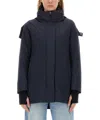 Herno Waterproof Jacket With Hood And High Collar In Blue