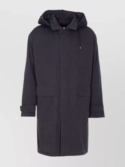 Herno Parka Jacket With Adjustable Drawstrings And Hood In Blue