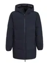 Herno New Impact Long Down Jacket With Hood In Blue