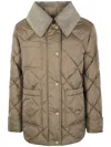 Herno Short Jacket With Collar Detail And Quilted Design In Brown