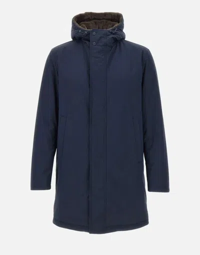 Herno Parka With Synthetic Fur Interior In Blue