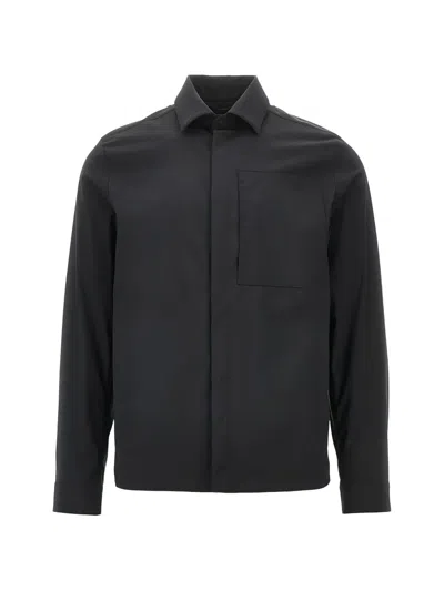 Herno Tech-merino Overshirt In Black