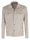 Herno Suede Jacket With Classic Collar In Neutral