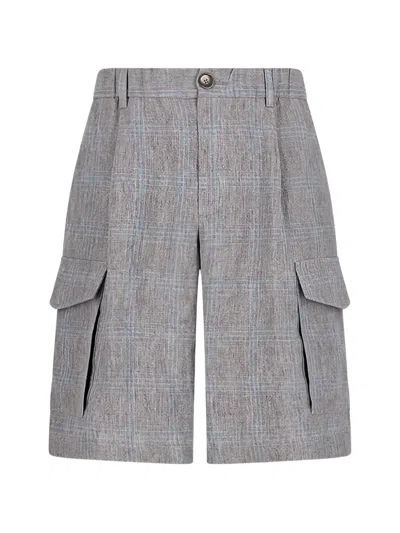 Herno Patterned Cargo Shorts In Gray