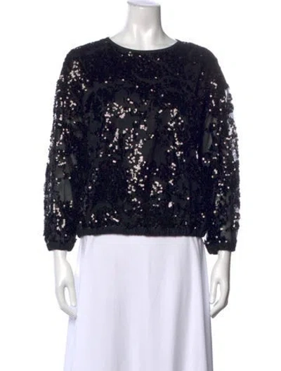 Pre-owned Herno Patterned Crew Neck Top In Black