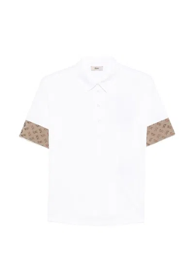 Herno Patterned Cuff Polo Shirt In White