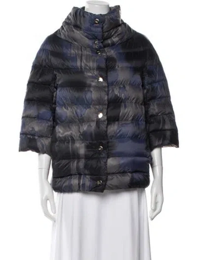 Pre-owned Herno Patterned Down Jacket In Blue