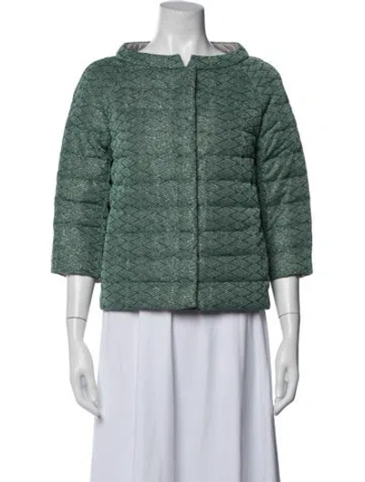 Pre-owned Herno Patterned Down Jacket In Green