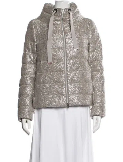 Pre-owned Herno Patterned Down Jacket In Metallic/neutrals