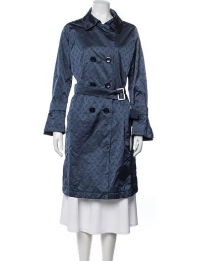 Pre-owned Herno Patterned Trench Coat In Blue