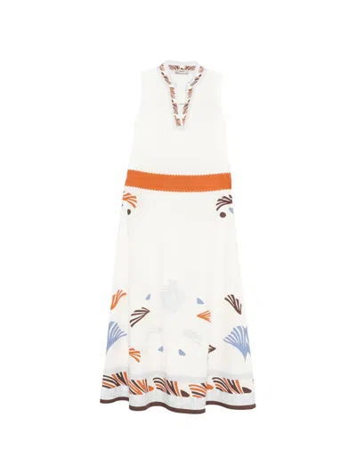 Herno Patterned-hem Midi Dress In White
