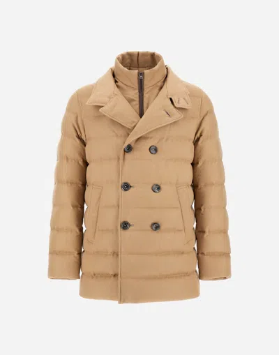 Herno Pea Coat In Norfolk Wool�blend In Neutral