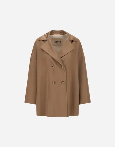 Herno Peacoat Aus Double Satin In Gray