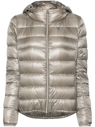 HERNO HERNO PEARL GREY 'GIADA' HOODED DOWN JACKET