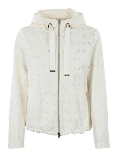 Herno Perforated Jacket With Hood In White