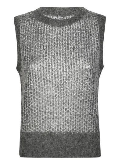 Herno Textured Knit Sweater In Alpaca Blend In Gray