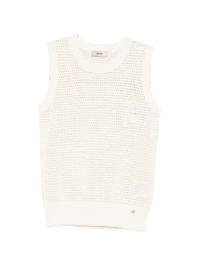 Herno Perforated-knit Top In White