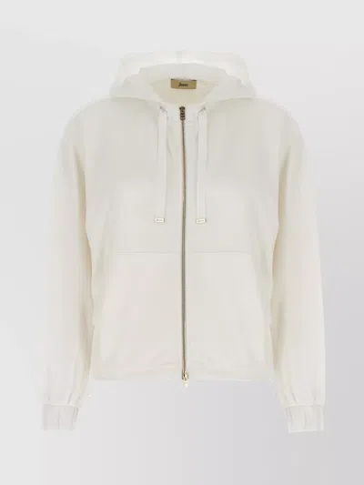 Herno Performance Hoodie With Adjustable Drawstring Hem In White