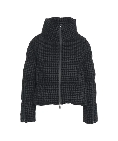 Herno Pied De Poule Short Puffer Coat In Black