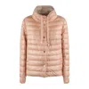Herno Pink And Beige Reversible Short Down Jacket In Beige, Pink