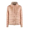Herno Pink And Beige Reversible Short Down Jacket In Beige, Pink