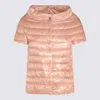 Herno Puffer Jackets With Short Sleeves And High Collar In Pink