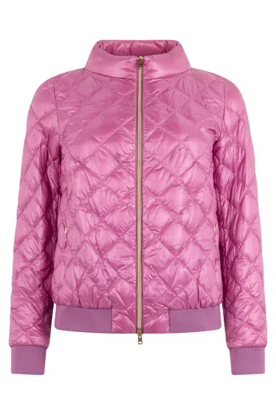 Herno Pink Padded Jacket With Diamond Pattern