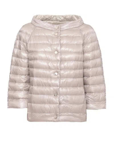 Herno Pink Reversible Quilted Down Jacket In Neutral