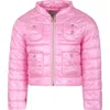HERNO PINK SHORT DOWN JACKET FOR GIRL WITH LOGO