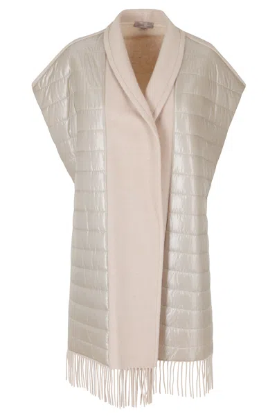 Herno Pink Sleeveless Fringe Hem Wool-blend Vest In Grey