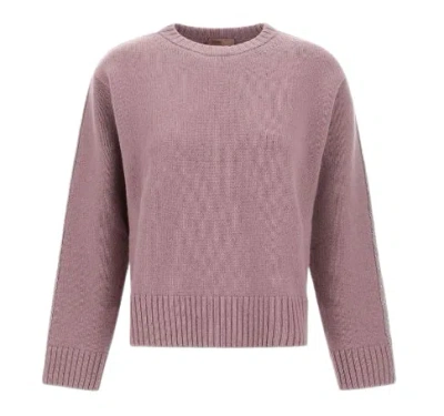 Herno Crew Neck Long Sleeve Sweater In Pink