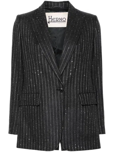 Herno Pinstriped Blazer In Grey
