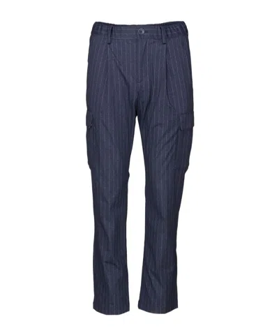 Herno Pinstriped Cargo Trousers In Blue
