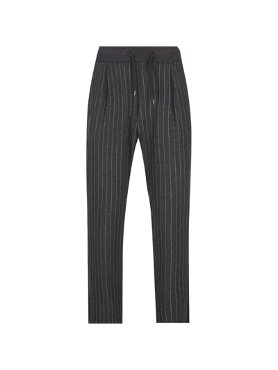 Herno Pinstripe-pattern Drawstring Trousers In Gray