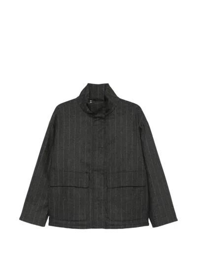 Herno Pinstripe-pattern High-neck Jacket In Gray