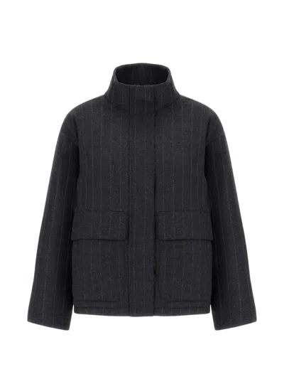 Herno Pinstripe-pattern Jacket In Grey