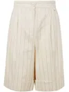 Herno Linen-cotton Shorts In Cream