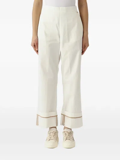 Herno Piped-trim Turn-up Trousers In White