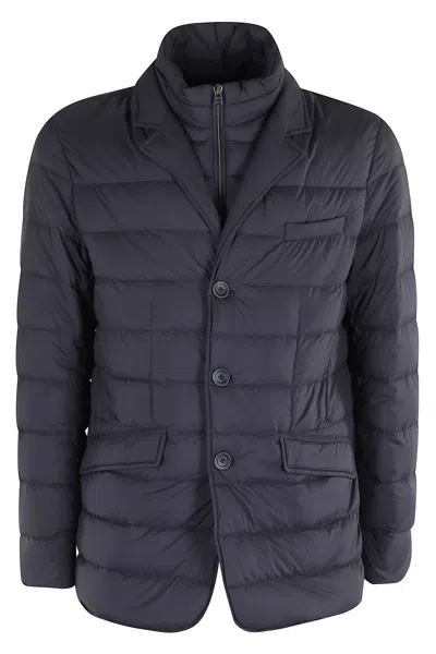Herno Quilted Black Blazer Jacket In Blue
