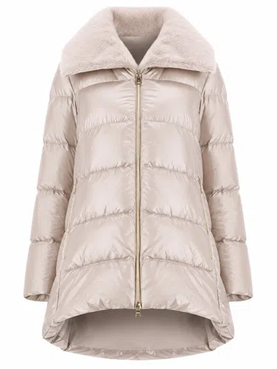 Herno A-shape Glossy Polyamide Down Jacket In Neutral